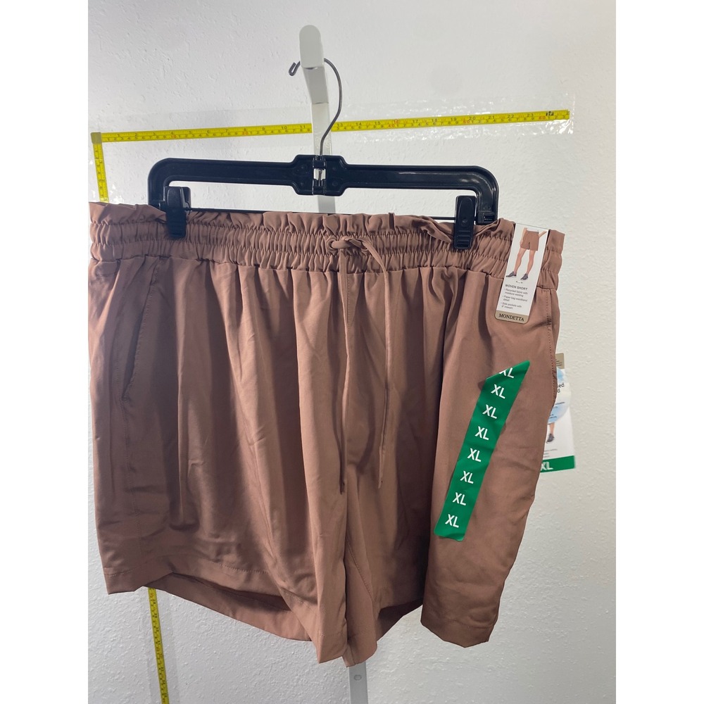 Mondetta Women XL‎ Woven Shorts Brown Mauve Paperbag Waist Moisture Wicking NWT